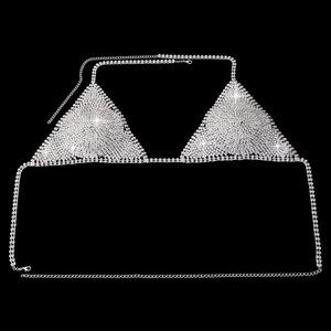 Calishadow Jewelry Triangle Cup Bikini Lingerie Crystal Underwear Bra Chest Chain Body
